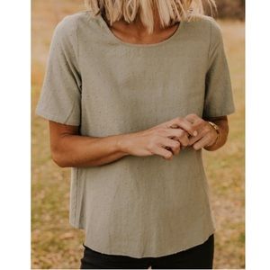 Roolee Olive Green Textured Blouse